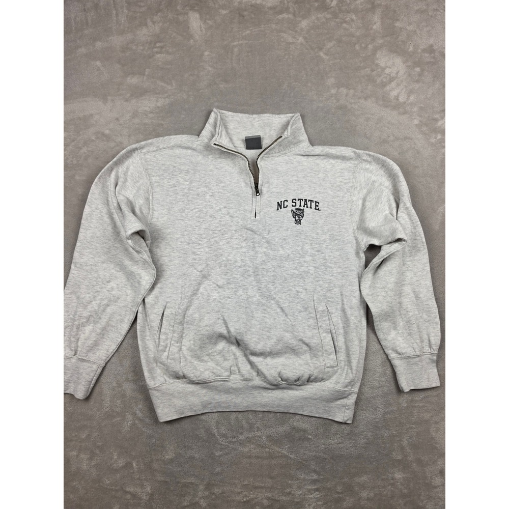 MV Sport Quarter Zip Sweatshirt Mens Small Gray NC State Wolfpack Pocket Y2K